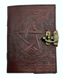 5 x 7 inch New Pentagram Brown Leather Embossed Journal
